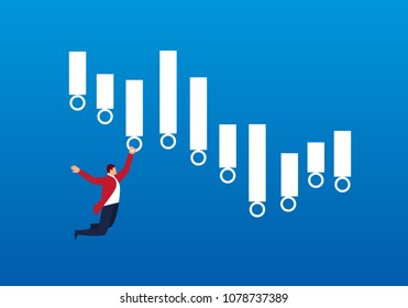 Businessman climbs on the stock market