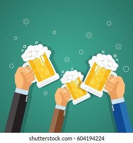 Businessman clinking beer glasses , Party Time - Vector illustration