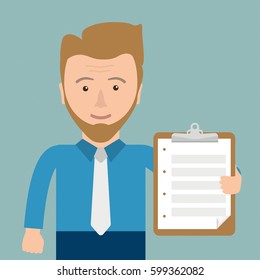 Businessman with clipboard in the hand. Eps 10 vector file.