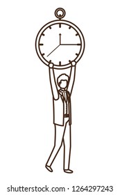 businessman with clock avatar character
