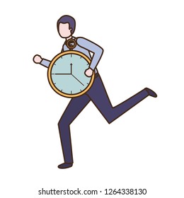 businessman with clock avatar character