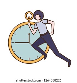 businessman with clock avatar character