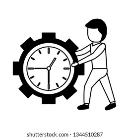 businessman clock gear