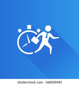 Businessman clock icon in Metro user interface color style. Business deadline time