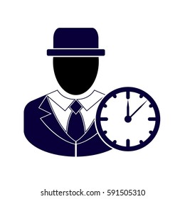 Businessman and clock. Vector illustration.