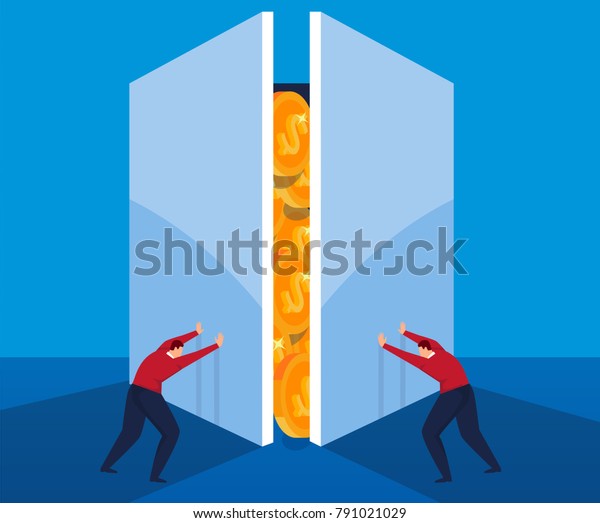 Businessman Close Door Prevent Outflow Funds Stock Vector