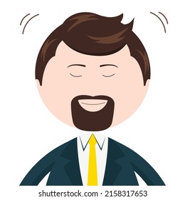 Businessman with closed eyes daydreaming, meditating, on a white background.