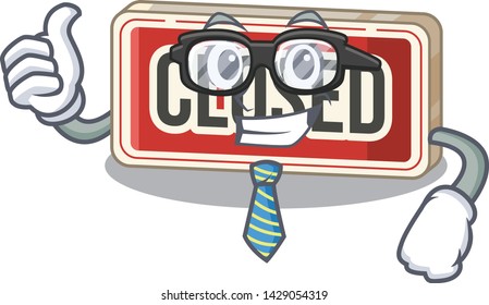 Businessman closed sign in the character shape