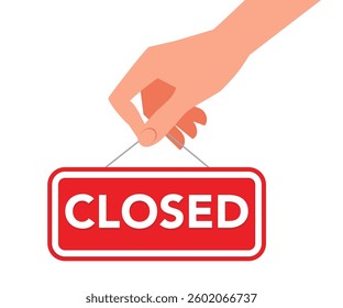 Businessman with a closed sign stock illustration. Business Crisis, Debt, Business, Closed, Closed Sign, Going out of business, Cost, Recession, Economic depression. vector Illustration.
