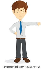 Businessman Closing Eye With Thumb Down