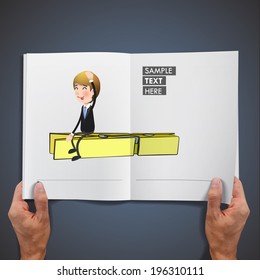 Businessman with clothespin printed on book