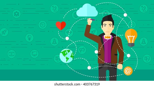 Businessman and cloud computing.