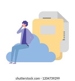 businessman cloud computing folder file