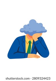 businessman with cloud instead of human head