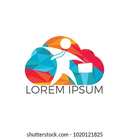 Businessman and cloud logo design. 