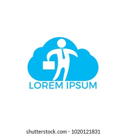 Businessman and cloud logo design. 