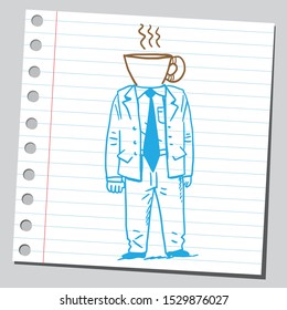 Geschäftsmann mit Kaffeetasse statt Kopf.