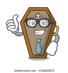 Businessman coffin character cartoon style vector illustration