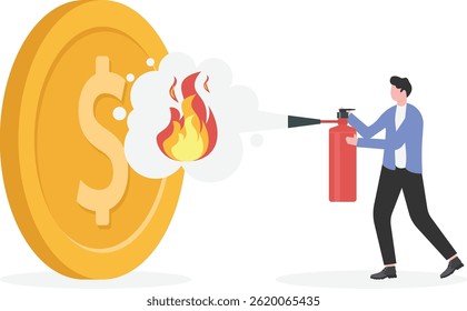 Empresário com moeda, conceito de negócio, ilustração de negócio

