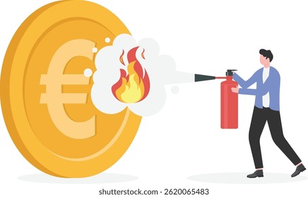 Empresário com moeda, conceito de negócio, ilustração de negócio

