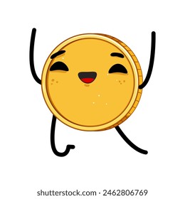 businessman coin character cartoon. young rich, invest hand, sticker buy businessman coin character sign. isolated symbol vector illustration