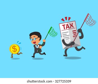 Businessman with coin and tax letter