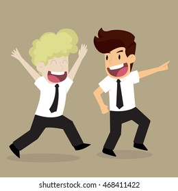 businessman with colleagues excited in the day is payday. vector