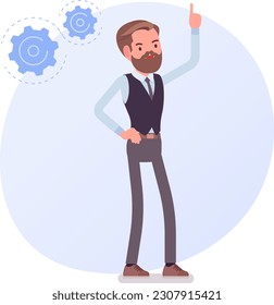 Businessman collection. Bearded charming businessmen Confused. Manager character design