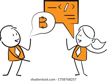 Businessman And Collegau With Bitcoin Encoding Concept.
Girl And Boy Hand Drawn Doodle Line Art Cartoon Design Character - Isolated Vector Illustration Outline Of Man And Woman.
