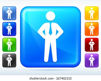 Businessman Colorful Square Button