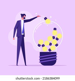 Businessman combining ideas and thoughts to create a bigger and better idea. Brainstorming creative and innovative ideas for the organization. leader with big idea