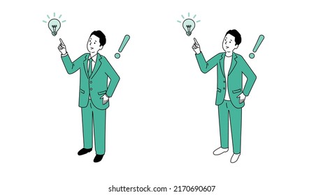 Empresario con ideas, bombilla, ilustración vectorial, isométrica
