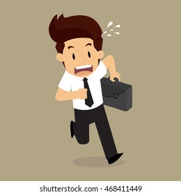 businessman was coming late for work. vector