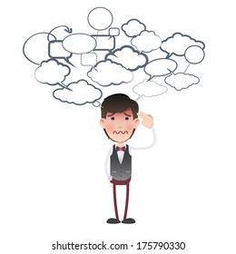 Businessman commit suicide over white background. Vector design 