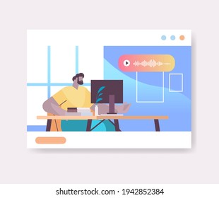 businessman communicate by voice messages audio chat application social media online communication