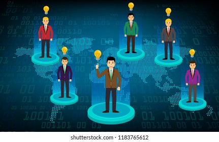 Businessman community network with the world map