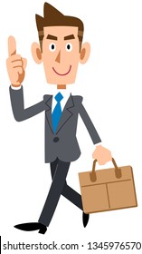 Businessman commuting to work with index finger