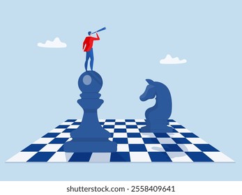 businessman competition, leadership vision or looking for opportunity, competitor analysis ,success strategy, plan ahead to win business competition concept,