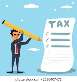 Businessman complete tax form, executive filing income tax self assessment file, accountant completing tax return during tax season concept, calculating amounts owed or due