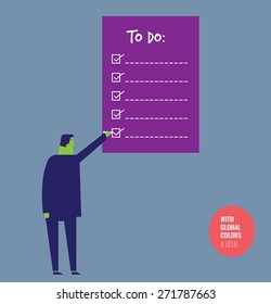 Businessman completing a to do list. Vector illustration Eps10 file. Global colors&layers.