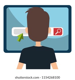 businessman with computer avatar