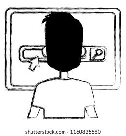 businessman with computer avatar