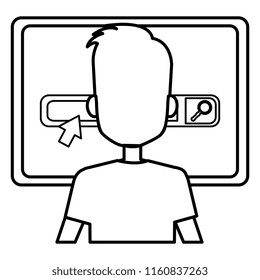 businessman with computer avatar