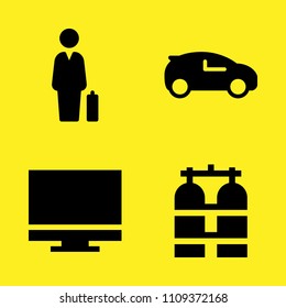 businessman, computer, oxygen tank and car vector icon set. Sample icons set for web and graphic design