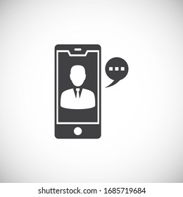 Businessman and computer related icon on background for graphic and web design. Creative illustration concept symbol for web or mobile app.