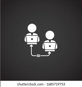 Businessman and computer related icon on background for graphic and web design. Creative illustration concept symbol for web or mobile app.