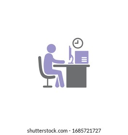 Businessman and computer related icon on background for graphic and web design. Creative illustration concept symbol for web or mobile app.