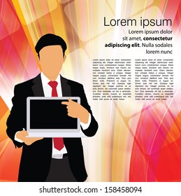 Businessman with computer. Vector 