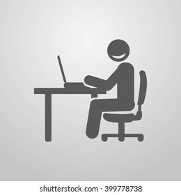 Businessman at computer. Businessman working at the table.