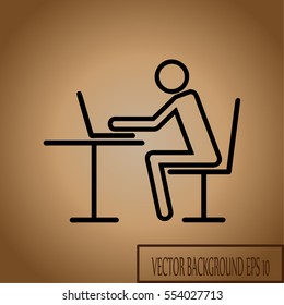 Businessman at computer. Businessman working at the table.